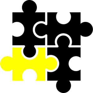 Icona pezzi di puzzle uno giallo
