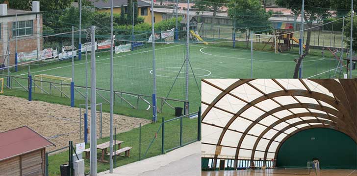 campo da calcio, beach volley e tensostruttura univerest campus multidisciplinare