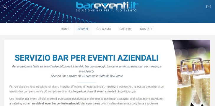 Homepage Sito Bareventi