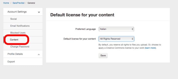 Content lingua licenze