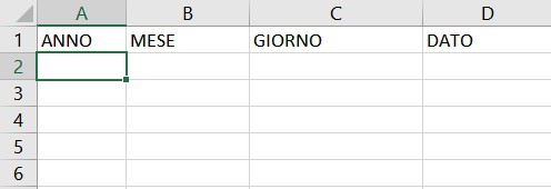 impostazione calendario excel