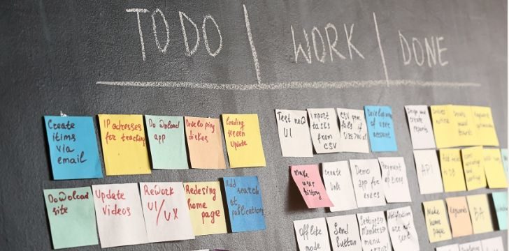 Le tre colonne dell Kanban Board: da fare, in corso e terminate.