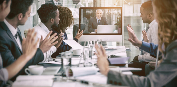 Business,People,Looking,At,Screen,During,Video,Conference,In,Office Digital Marketing