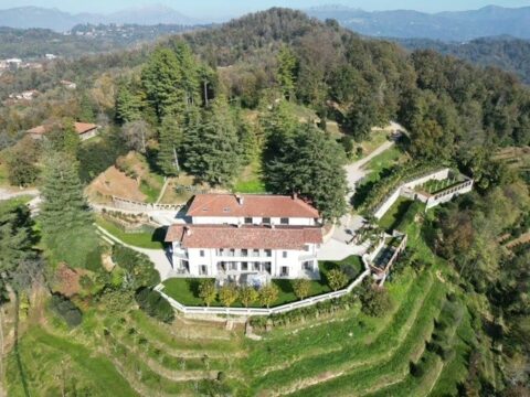 Vista aerea Villa su Event location per cena aziendale a Lecco